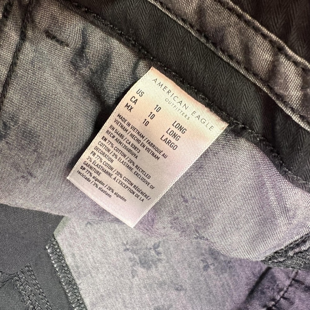 American Eagle Outfitters Pants Womens 10 Long Black Wide Leg Stretch Chino - Picture 6 of 12